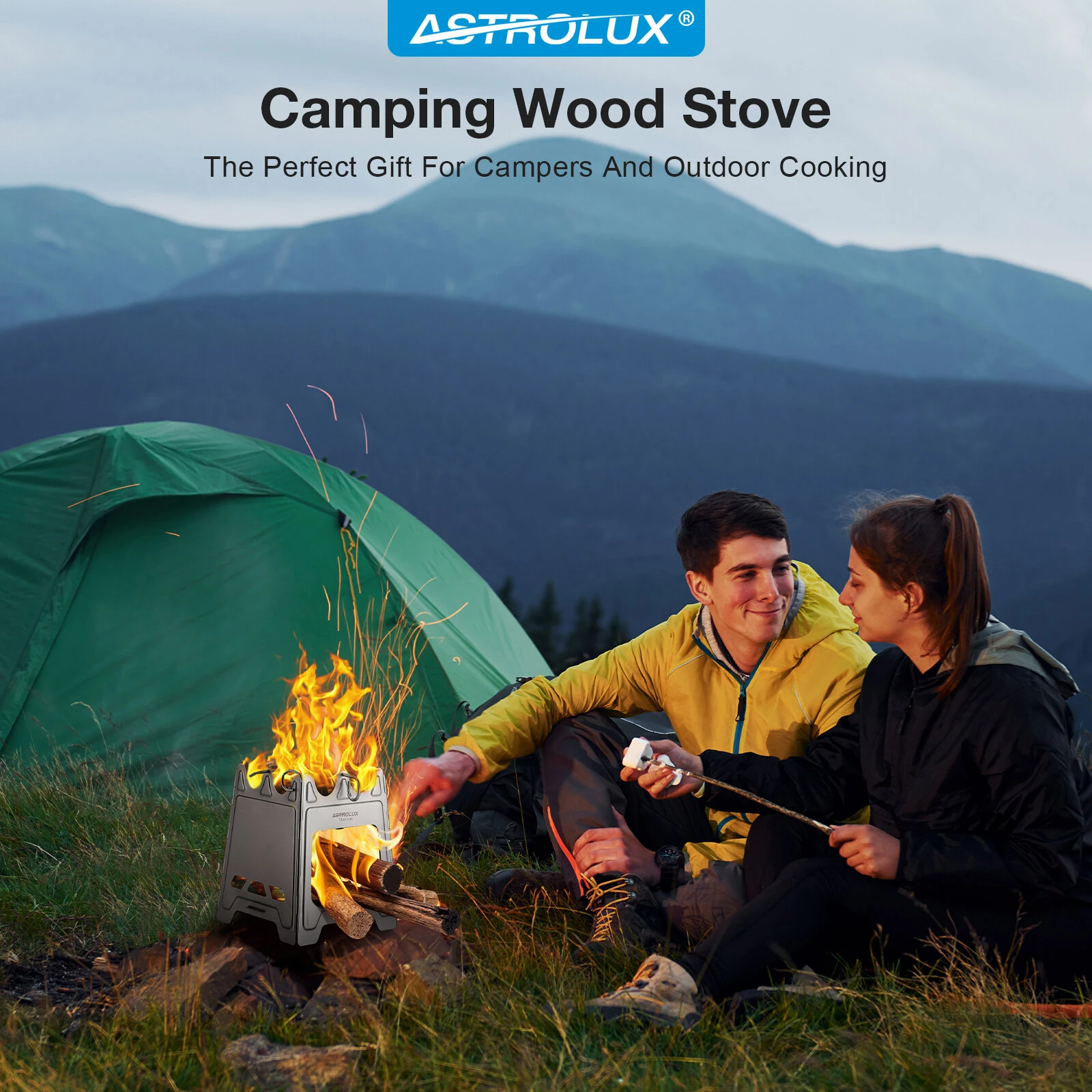 (image for) Astrolux&reg; Ti-BS1 Titanium Backpacking Stoves Titanium Camping Stove Folding Wood Burning Stove Pocket Stove Portable Lightweight Backpacking Stove for Outdoor Camping Hiking Backpacking P