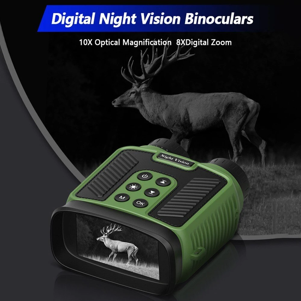 (image for) Compact Night Vision Binoculars for Adults with Infrared - Lightweight Digital Camera with 10x Optical Zoom and 2.5K UHD Video Resolution