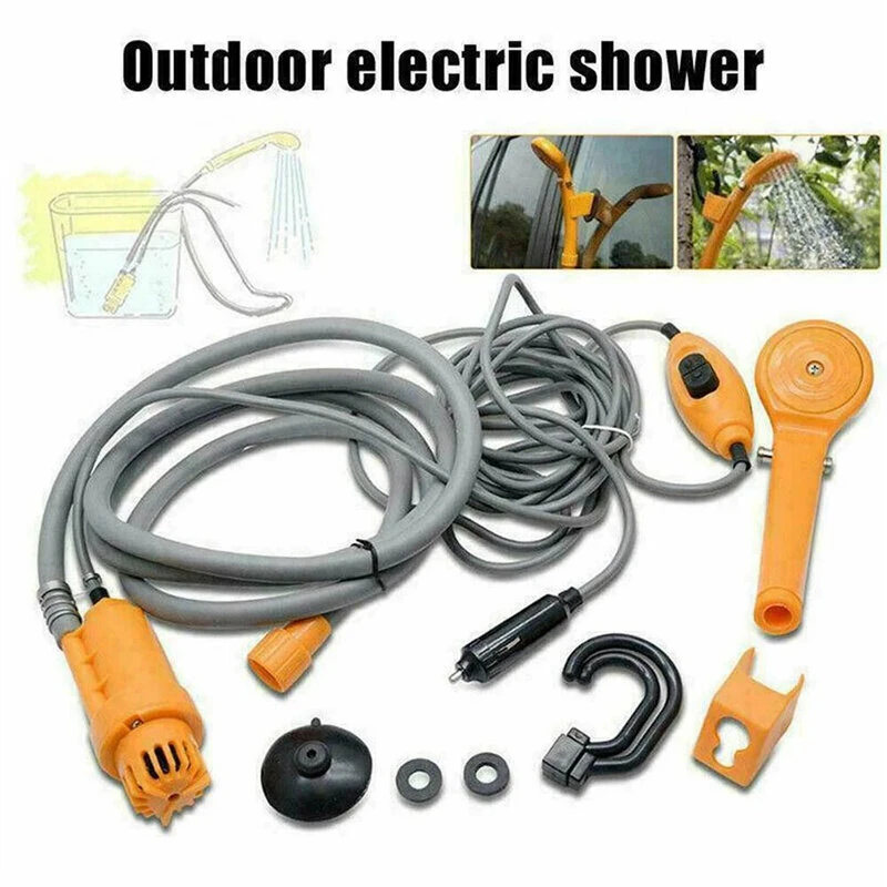 (image for) Portable Camping Shower Hiking Travel DC12V Car Charger Outdoor Bath Shower of Plant Watering Car Cleaning Pet Bath Pump